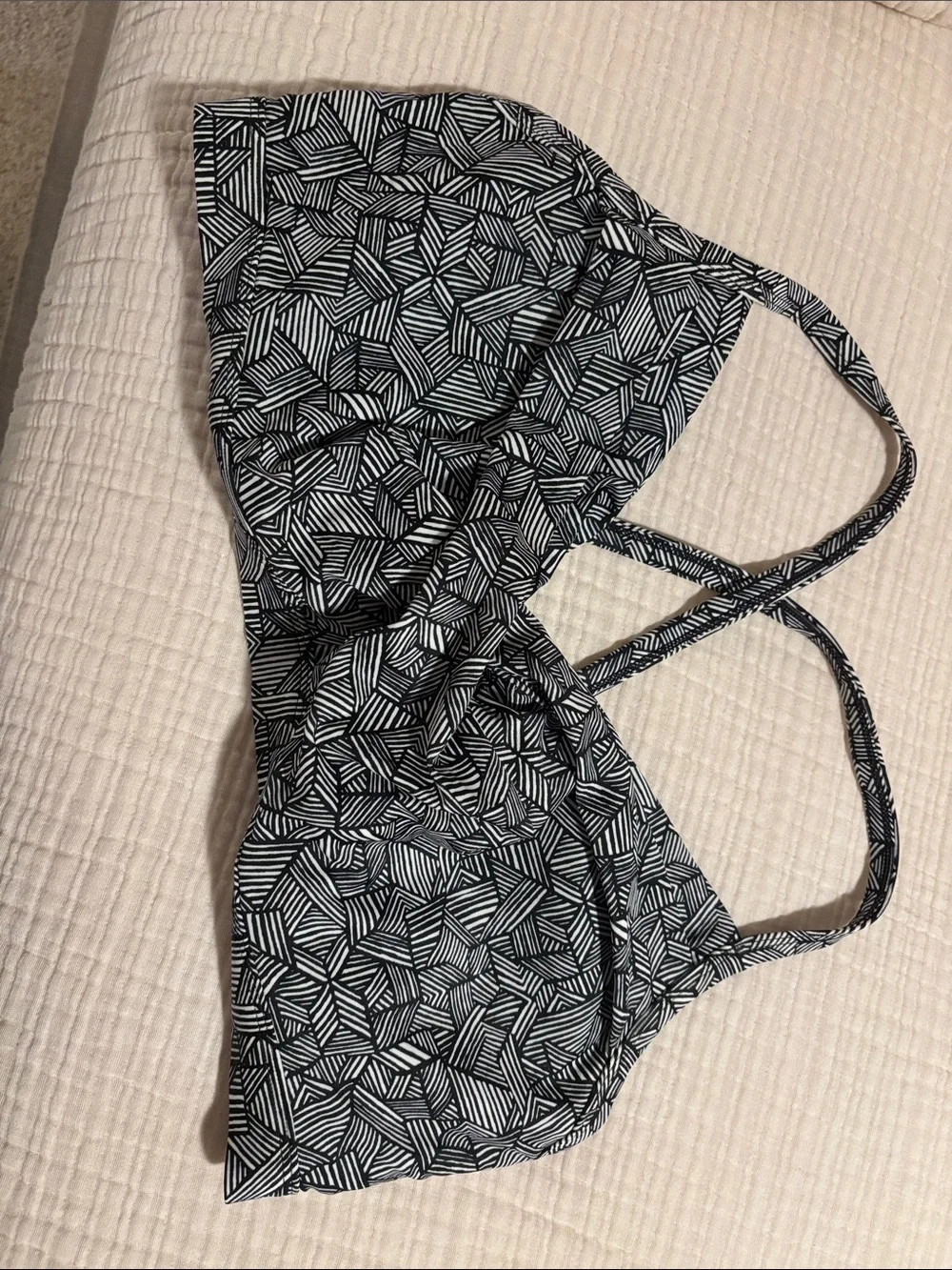 Athleta Black and White Patterned Support Bralette